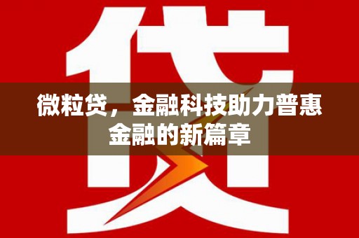 天津微粒贷，金融科技助力普惠金融的新篇章