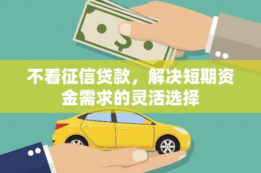 天津不看征信贷款，解决短期资金需求的灵活选择