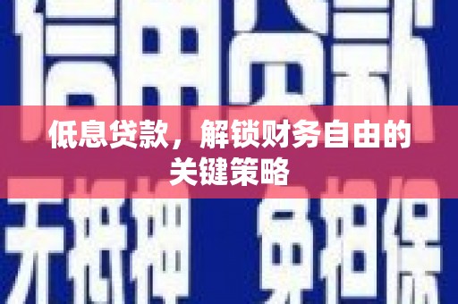 天津低息贷款，解锁财务自由的关键策略