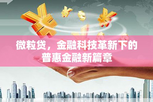 天津微粒贷，金融科技革新下的普惠金融新篇章