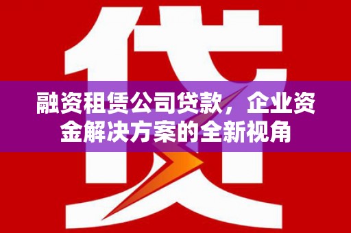 天津融资租赁公司贷款，企业资金解决方案的全新视角