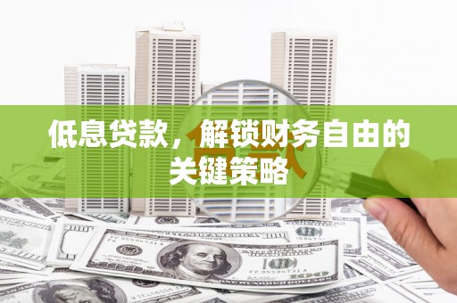 天津低息贷款，解锁财务自由的关键策略