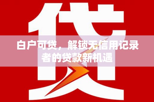 天津白户可贷，解锁无信用记录者的贷款新机遇