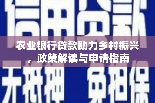 天津农业银行贷款助力乡村振兴，政策解读与申请指南
