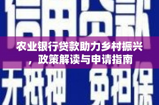 天津农业银行贷款助力乡村振兴，政策解读与申请指南
