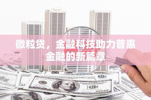 天津微粒贷，金融科技助力普惠金融的新篇章