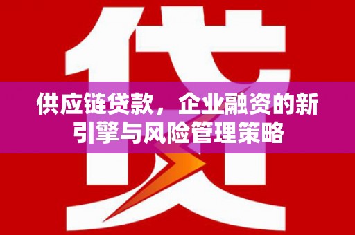 天津供应链贷款，企业融资的新引擎与风险管理策略