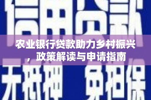 天津农业银行贷款助力乡村振兴，政策解读与申请指南