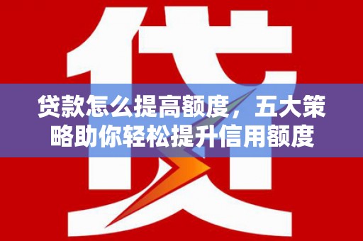 天津贷款怎么提高额度，五大策略助你轻松提升信用额度